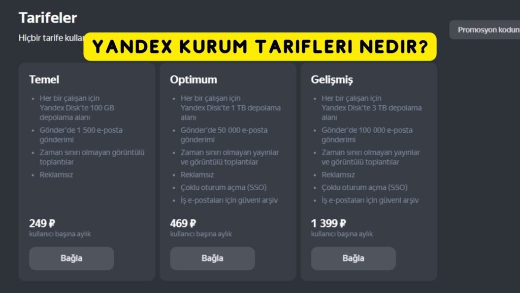 Yandex Kurum Tarifeleri Nedir?