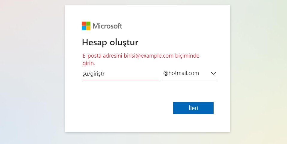Hotmail Hesabı Oluştururken Kullanılamayan Harfler